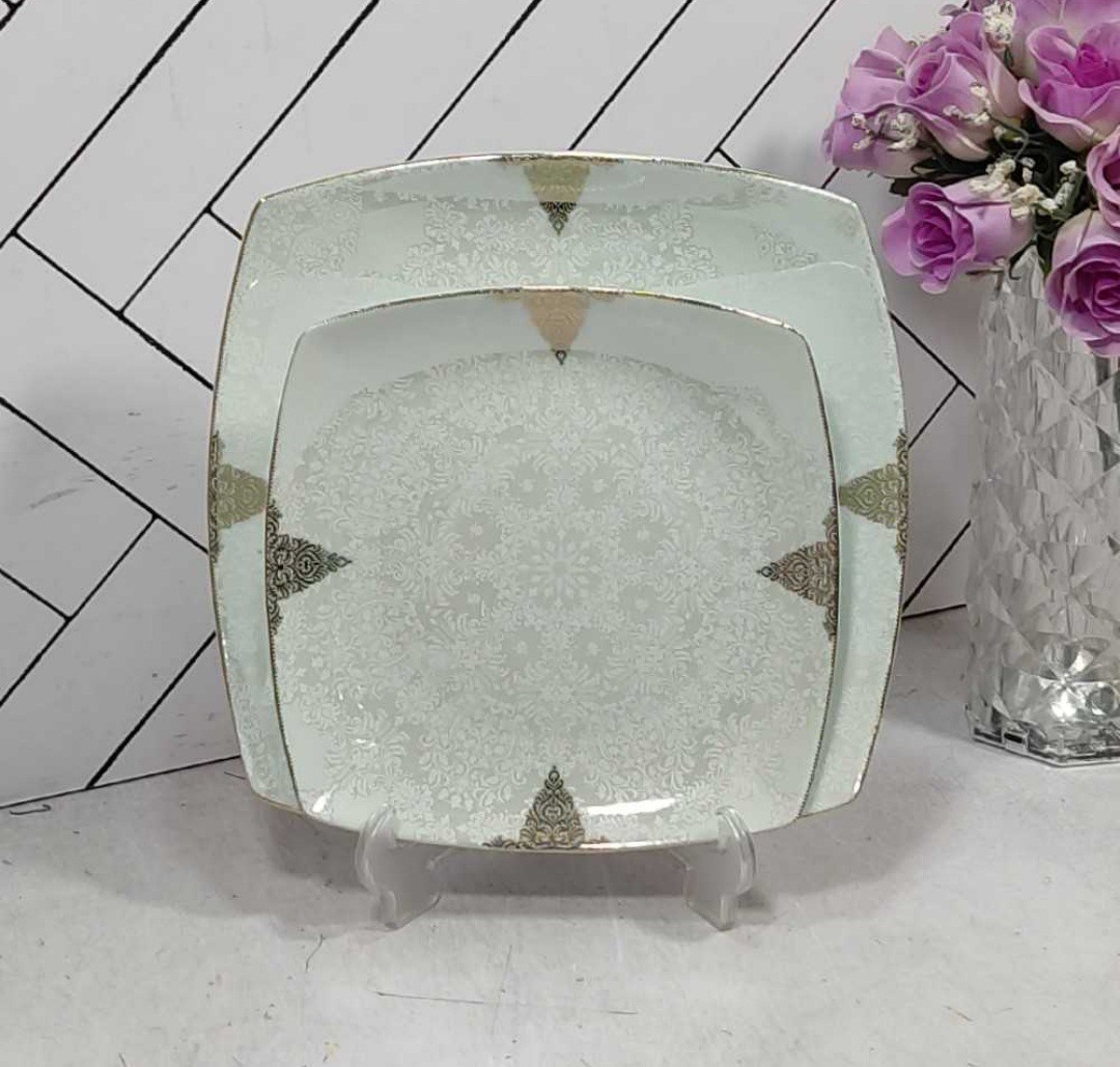 سرویس چینی 105 پارچه پردیس مدل مادرید طلایی کف گل 12 نفره کد 2043 (پسکرایه)