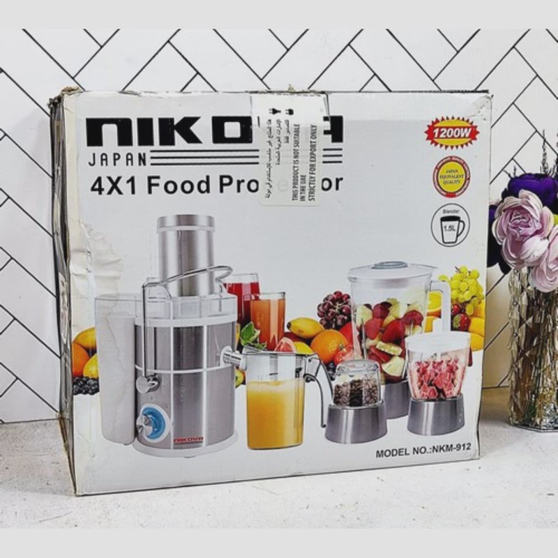 آبمیوه گیری 4 کاره 1200 وات نیکوا مدل NKM-912 استیل رنگ سفید