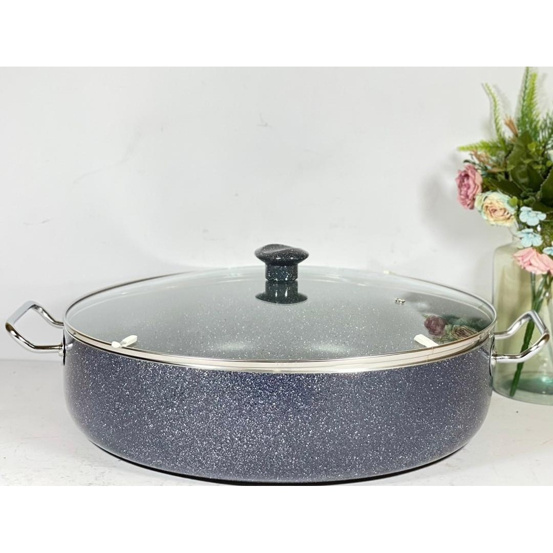 تابه 40 سانتی گرانیتی لاوان مدل تیتان طوسی دو دسته درب پیرکس (پسکرایه)