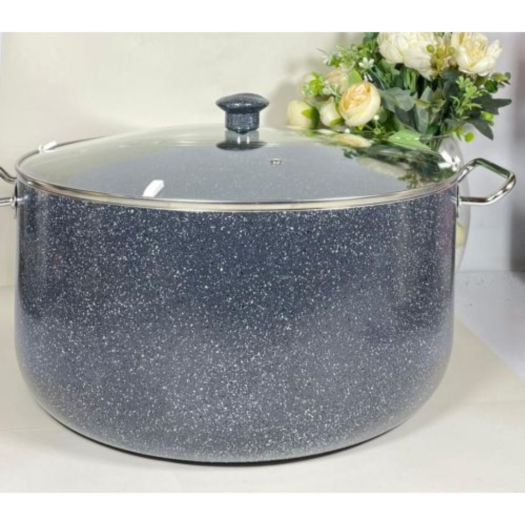 قابلمه 38 سانتی گرانیتی لاوان مدل تیتان طوسی دو دسته درب پیرکس (پسکرایه)