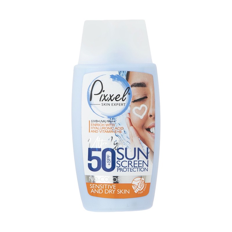 کرم ضدآفتاب بیرنگ پیکسل SPF50 مدل Sensitive، مناسب پوستهای خشک و حساس، حجم 50 میلیلیتر