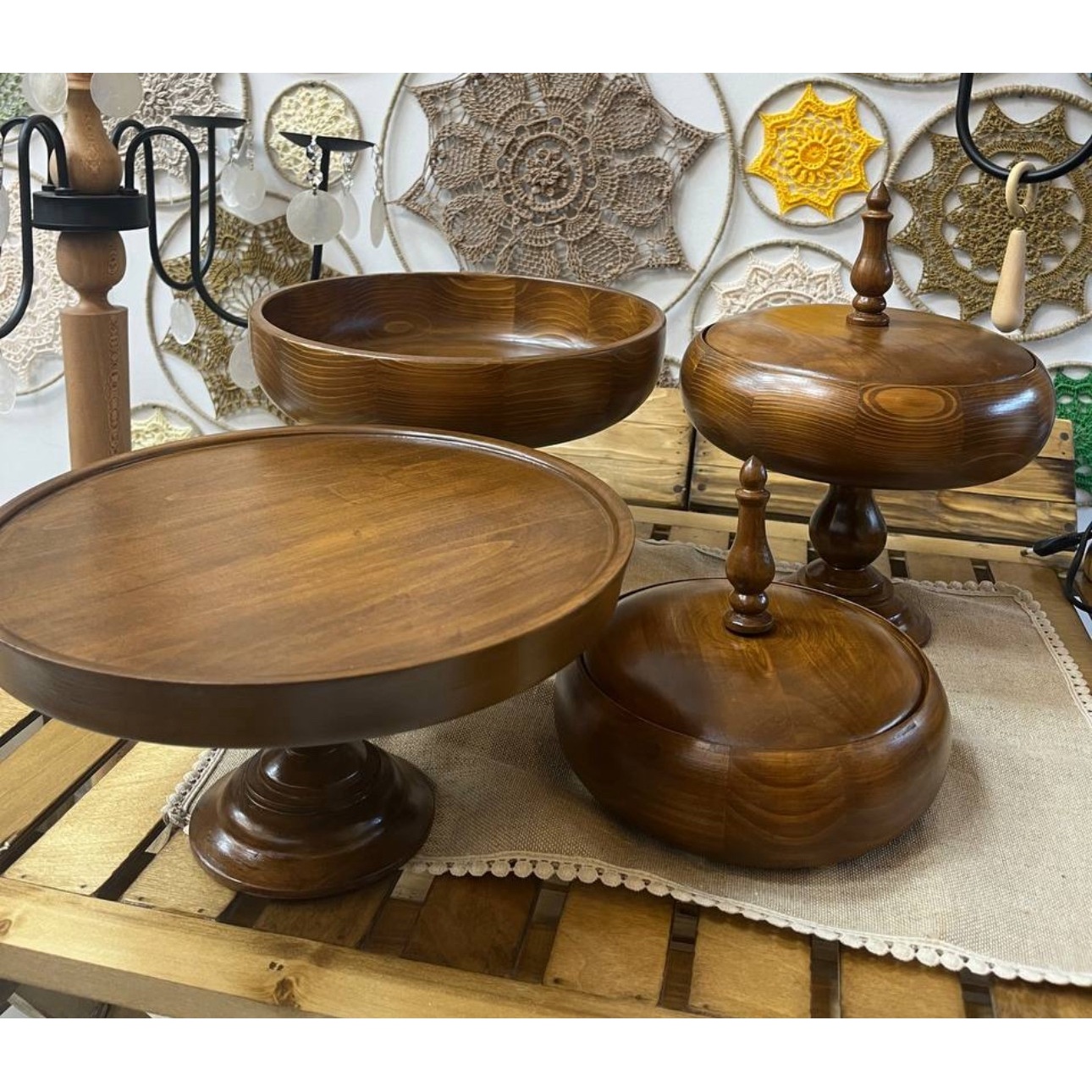 ست پایه دار پذیرایی چوبی لوکس