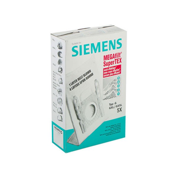 کیسه جاروبرقی زیمنس مدل MEGAfilt SuperTEX مناسب جاروبرقی های بوش و زیمنس Type G GXL GXXLبسته 5 عددی