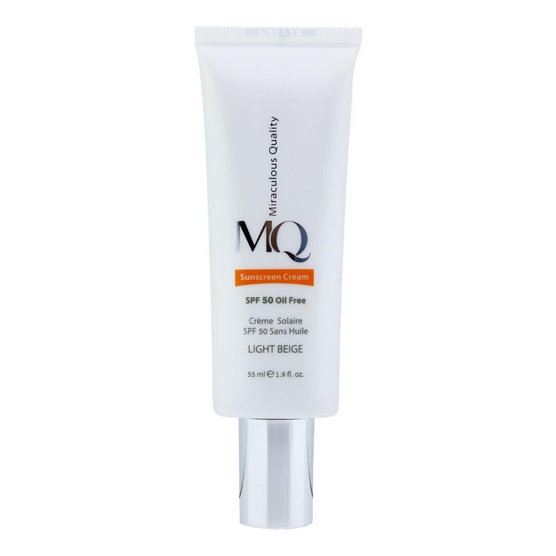 کرم ضدآفتاب رنگی ام کیو SPF50 مدل LIGHT BEIGE، مناسب پوست های چرب، حجم 55 میلی لیتر