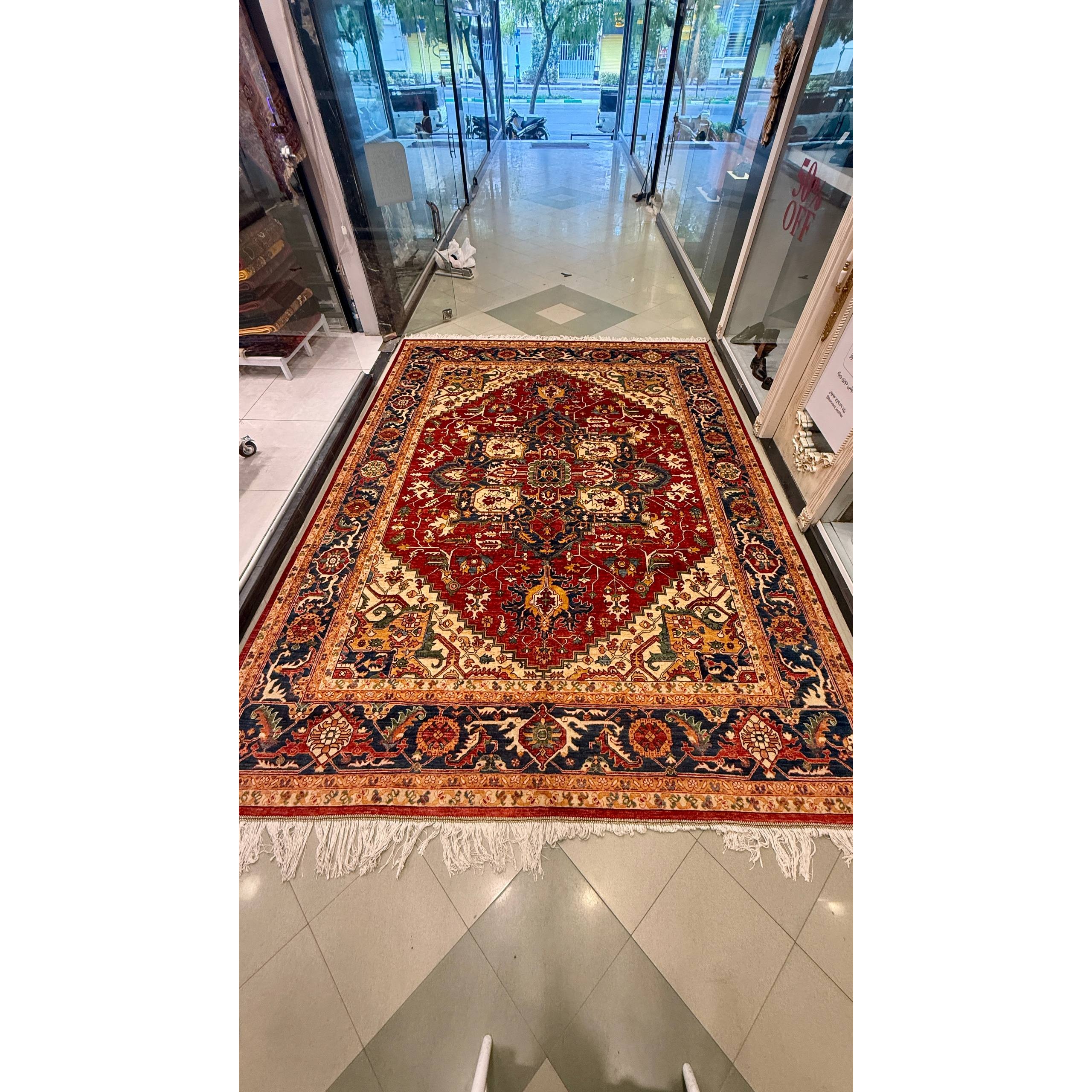 فرش دستبافت سلطان آباد 300 400 پشم دستریس رنگ گیاهی 35 رج