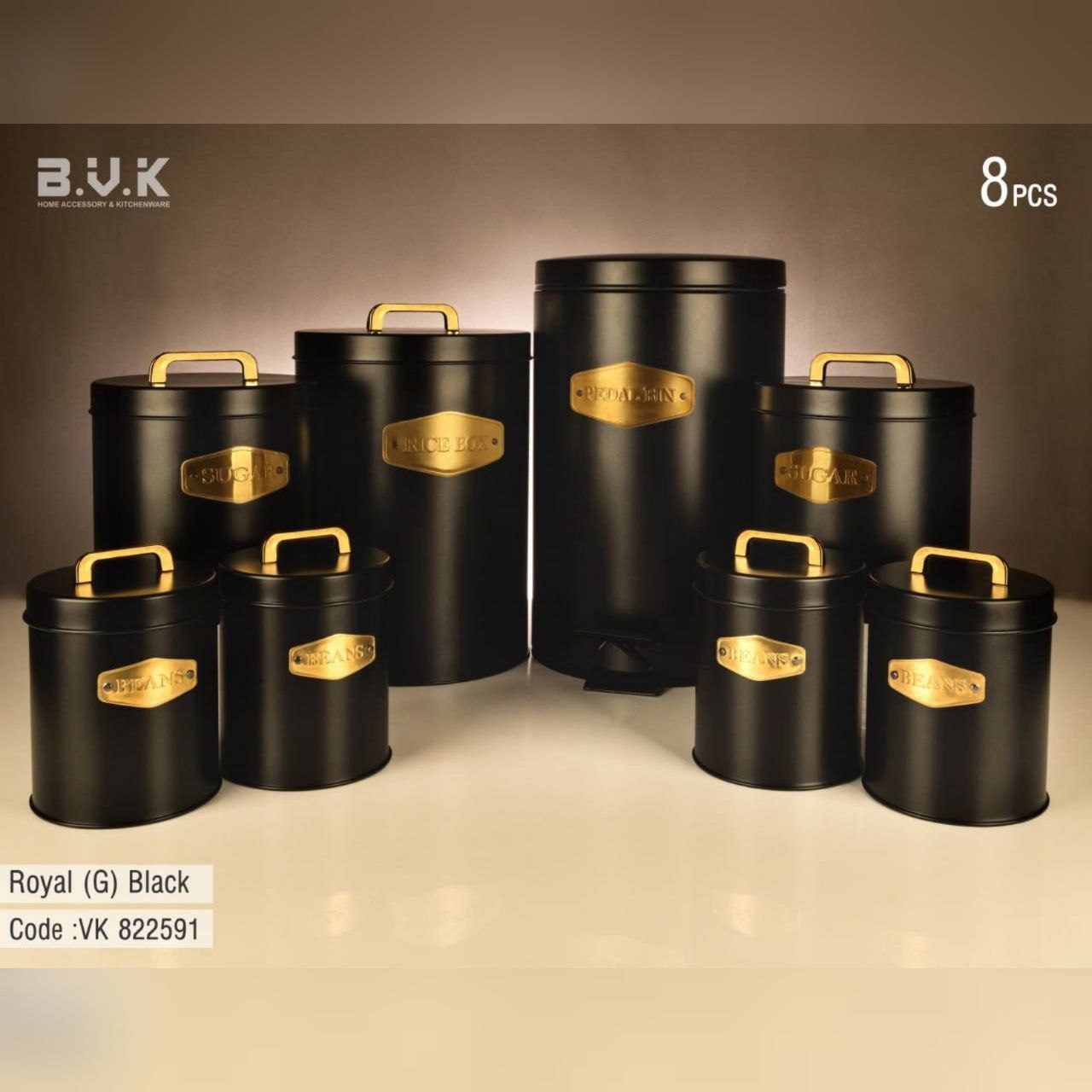 سرویس آشپزخانه BVK بی وی کی 8 پارچه در فلزی Royal (G) Black کد VK822591