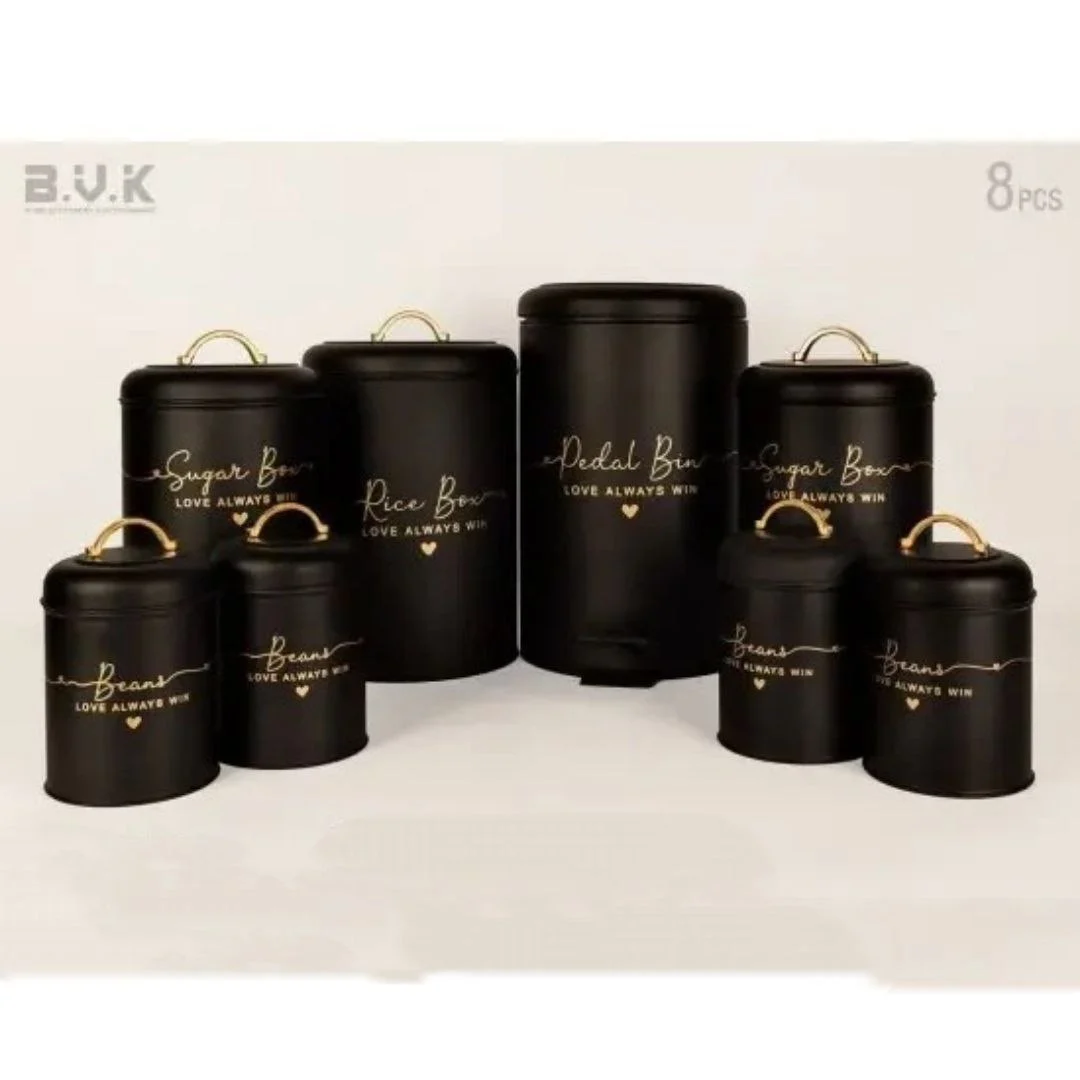 سرویس آشپزخانه BVK بی وی کی 8 پارچه در فلزی Love (G) Black کد VK825691