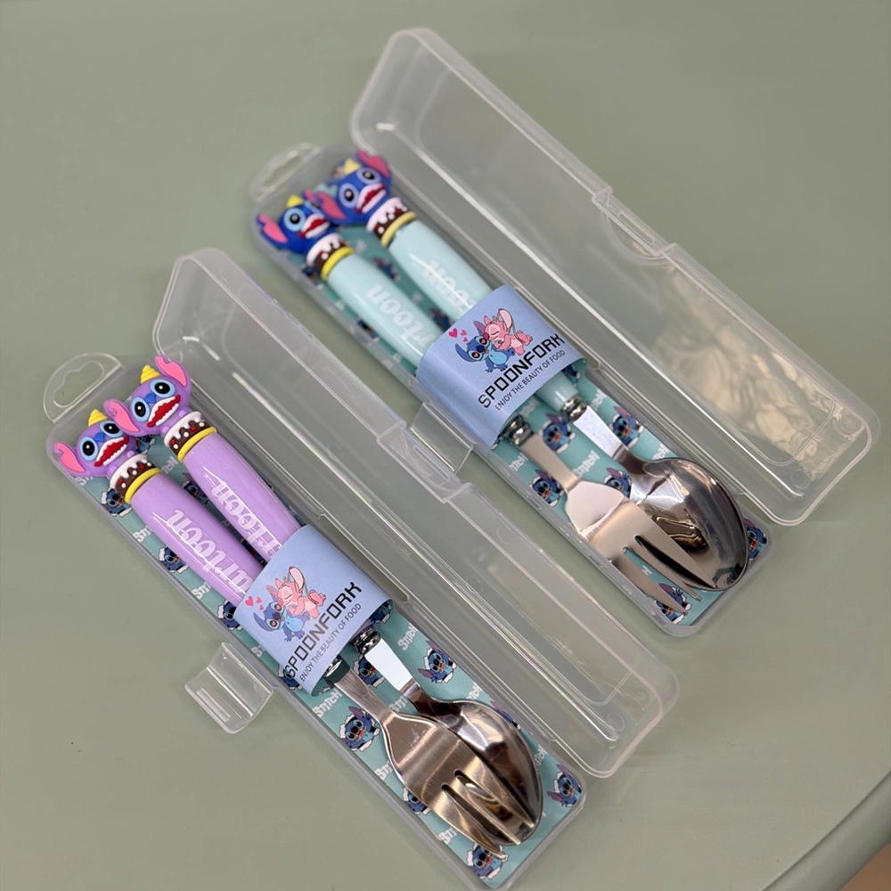 ست قاشق و چنگال کودک طرح Stitch با جعبه