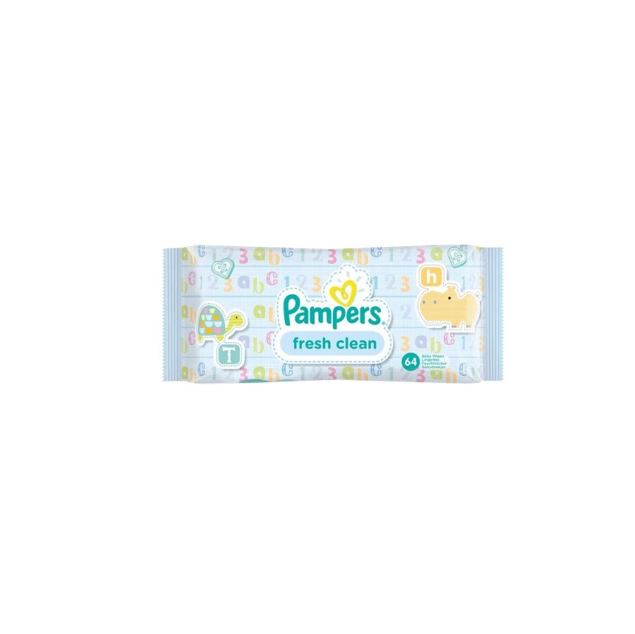 دستمال مرطوب مخصوص کودک pampars پمپارز مدل fresh clean فاقد رایحه - 64 برگی