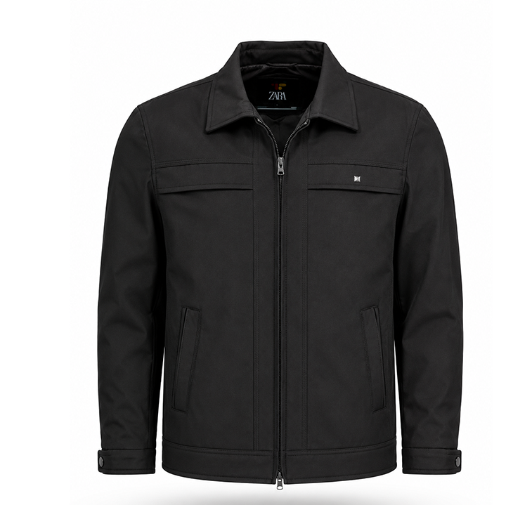 کاپشن ساتنا 4 جیب مشکی مردانه یقه کتی - در 4 سایز L، XL، XXL و XXXL