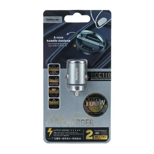 فندکی دو پورت فلزی 100 وات pd مدل RCC110 ریمکس (REMAX)
