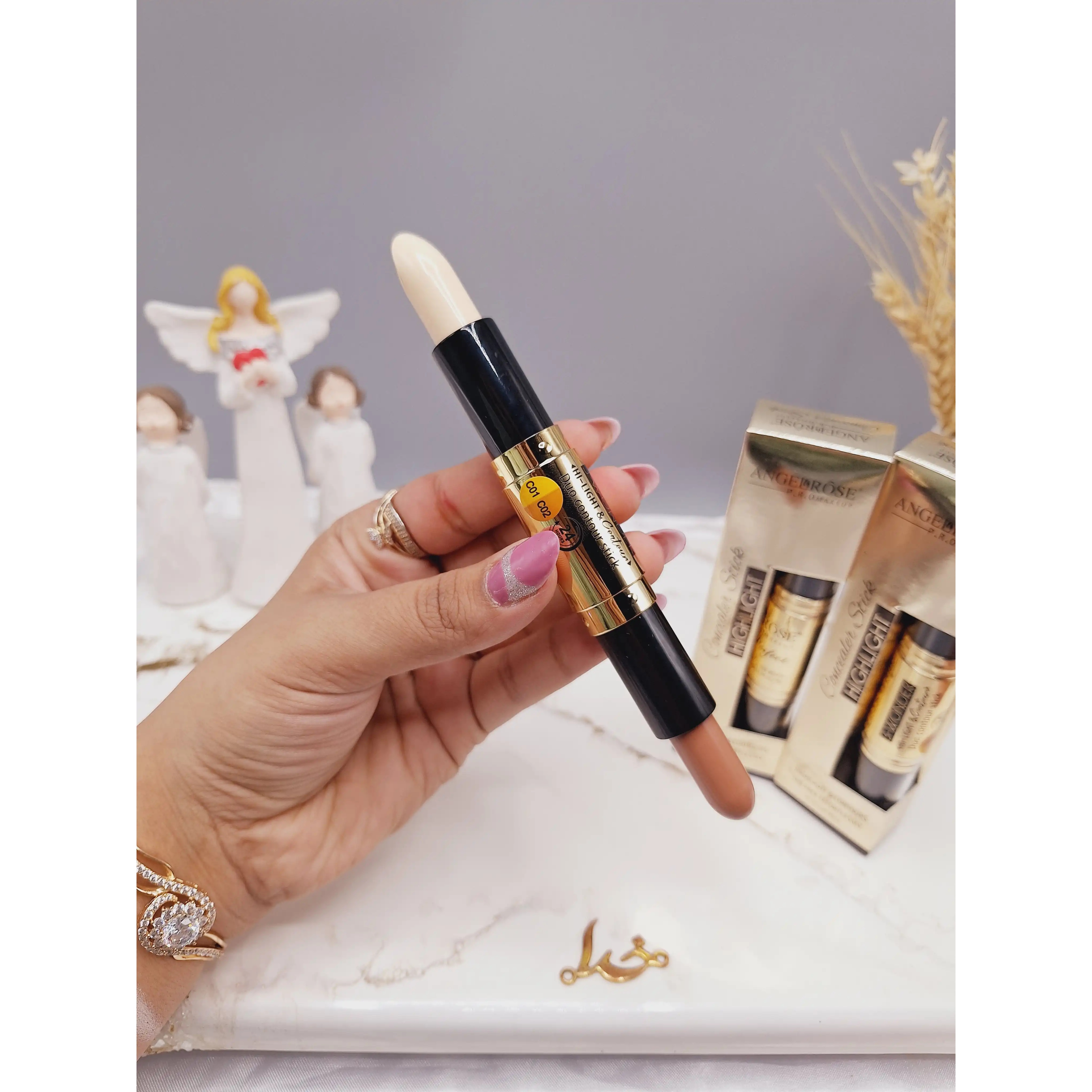 کانتور و کانسیلر استیکی دو طرفه با ماندگاری بالا برند ANGELROSE کد C714B بدون کارتن