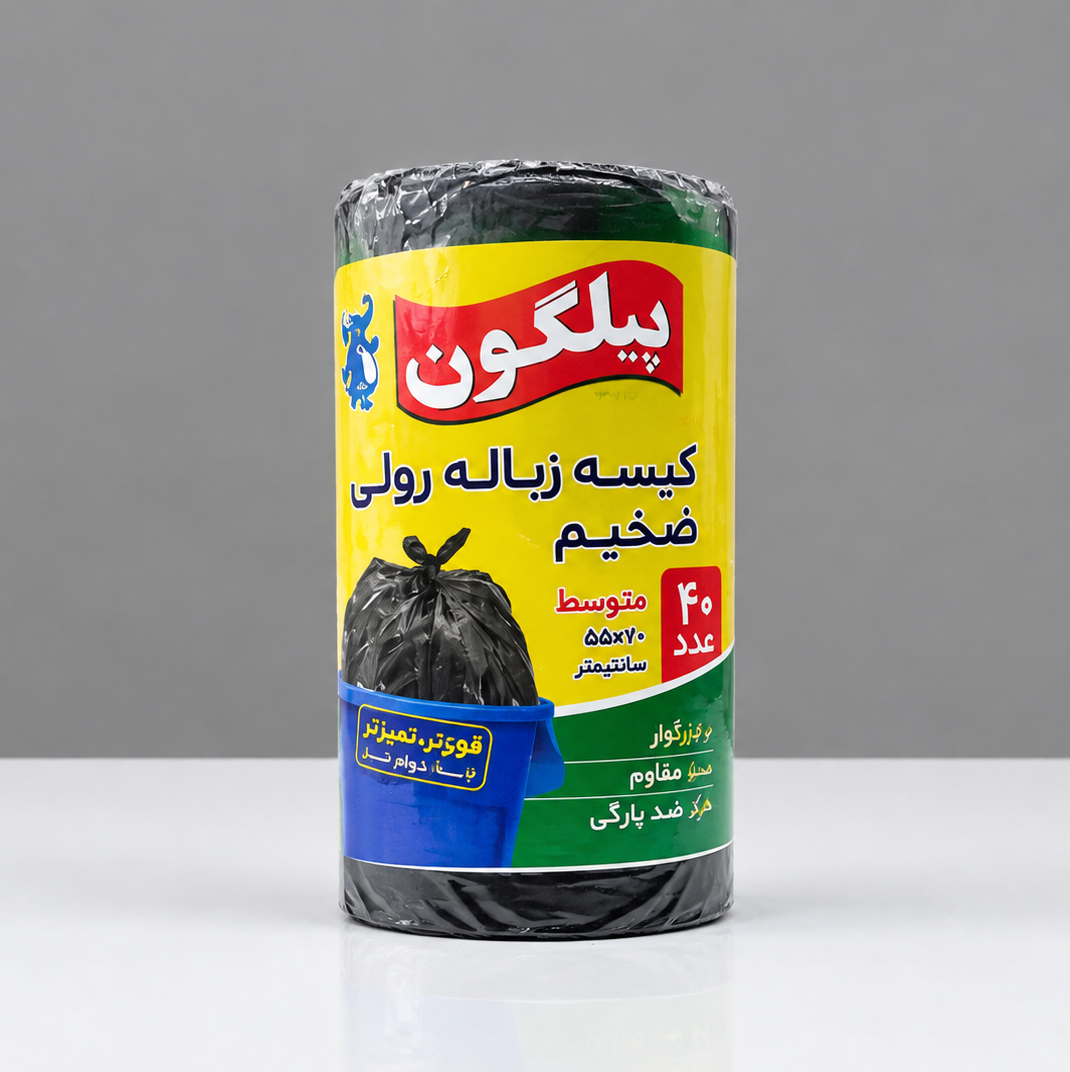 زباله رولی نیم کیلویی مشکی پیلگون 80*55 (40 برگی)