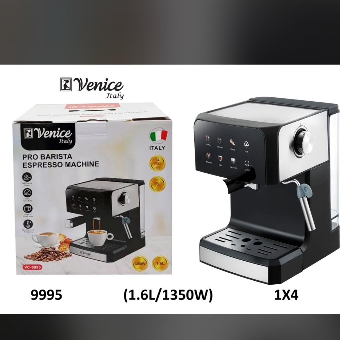 اسپرسوساز ونیز مدل 9995 (ایتالیا) 20بار ،صفحه نمایش لمسی،قطع کن اتوماتیک