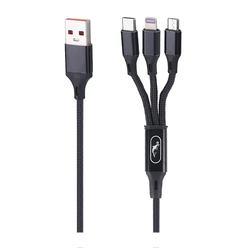 کابل شارژ سه سر 2.4A فست اسکای دلفین S63E طول 1.2 متر مشکی - حراج