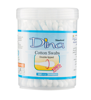 دینا گوش پاک کن 100 عددی تهیه شده از 100% پنبه هیدروفیل به روش کاملا بهداشتی