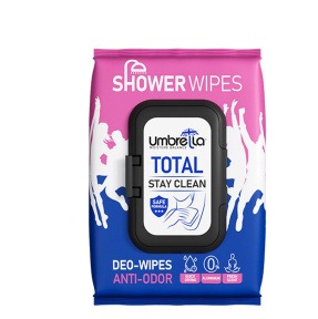 دستمال مرطوب خوشبو کننده بدن آمبرلا مدل Total بسته 50 عددی