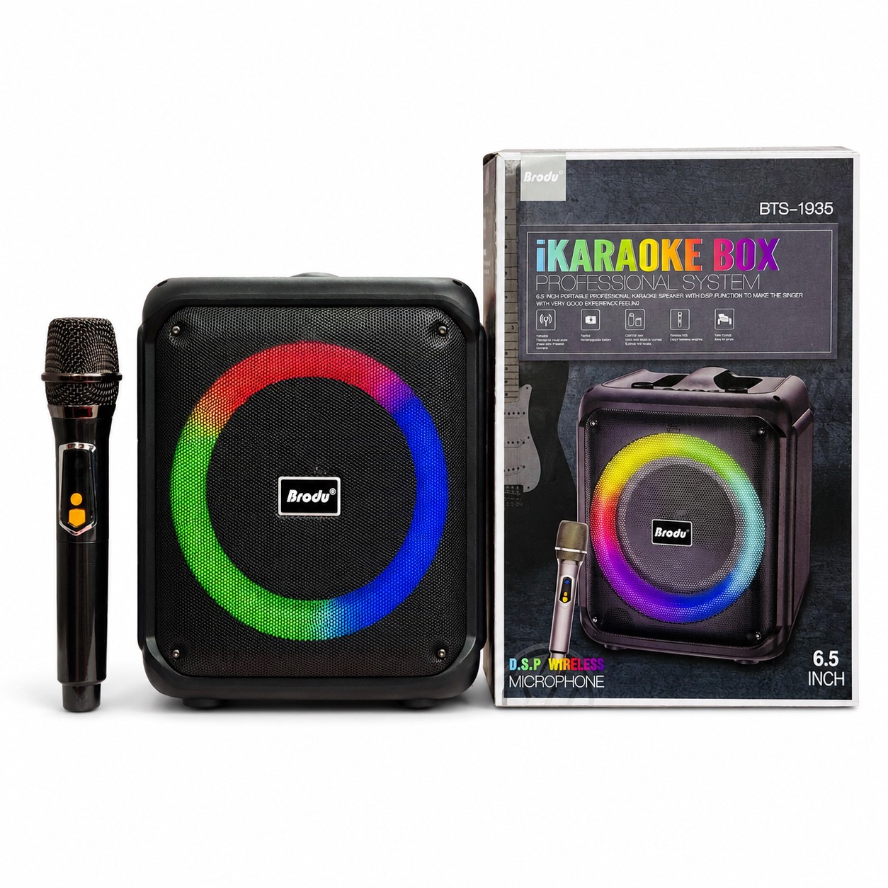 اسپیکر کارائوکه بلوتوثی Brodu BTS 1935 با میکروفون بی سیم و نور RGB