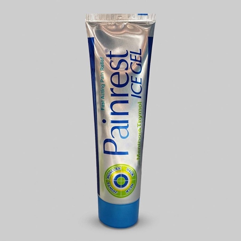 ژل ضد درد موضعی پین رست مدل ICE GEL حجم 100 میلی لیتر با اثر خنک کنندگی منتول و تیمول، تسکین سریع اسپاسم، کوفتگی، کشی...