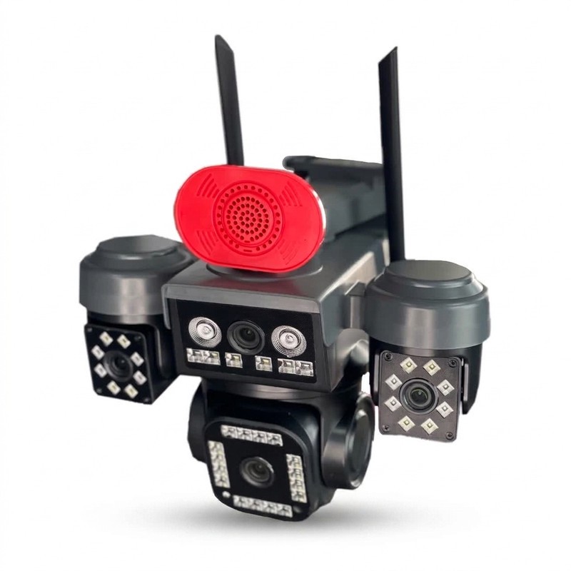دوربین مداربسته تحت شبکه سیم کارتی 4 لنز مدل RS4G MP3 با چرخش 360 درجه، دید در شب رنگی، تشخیص انسان و تعقیب سوژه، مکا...