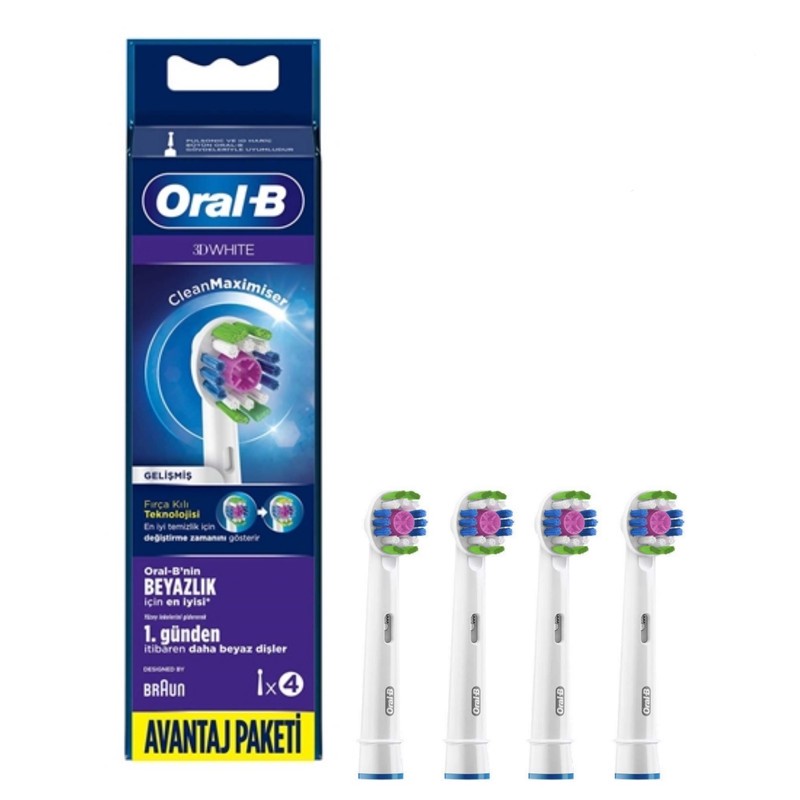 سری یدک مسواک برقی اورال-بی مدل 3D white کد clean maximiser بسته 4 عددی مدل 1