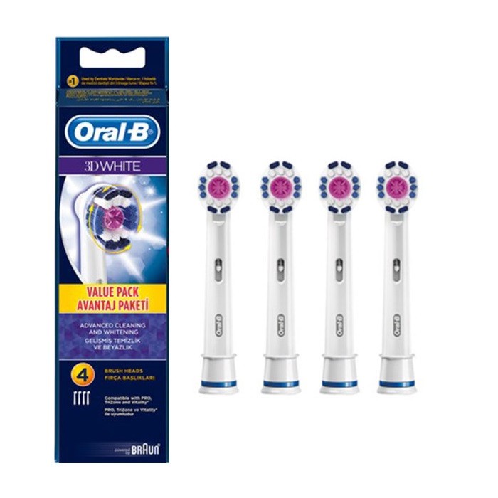 سری یدک مسواک برقی اورال-بی مدل 3D White بسته 4 عددی مدل 2