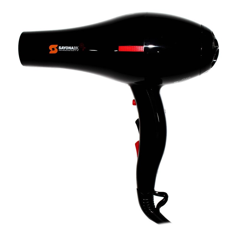 سشوار حرفه ای 2000 وات سایونا مدل SY-1300، موتور AC، وزن 700 گرم، دارای سری متمرکز کننده باریک، متمرکز کننده پهن با و...