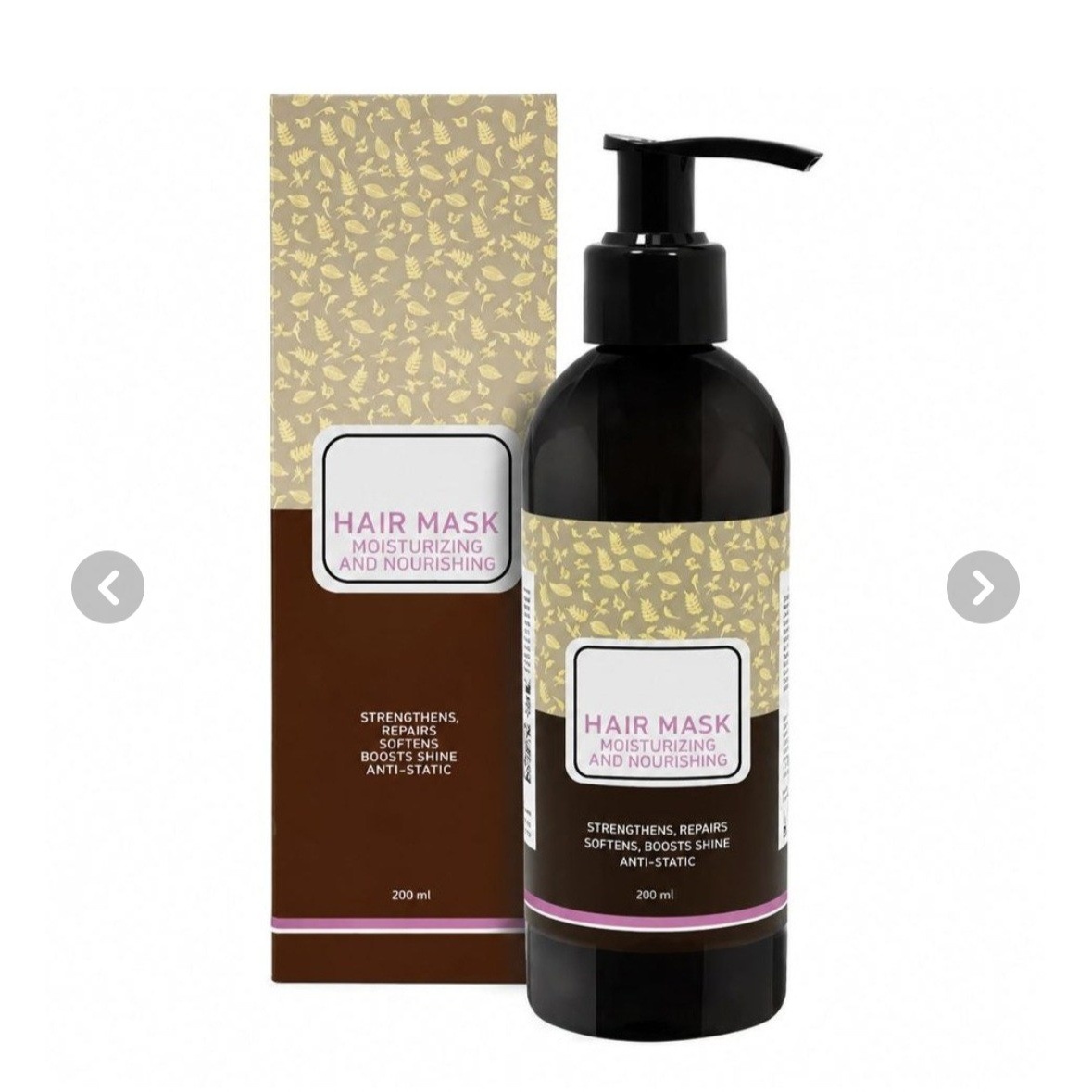 ماسک گیاهی نرم کننده و تقویت کننده مناسب انواع مو با روغن زیتون و بادام شیرین، 200 میلی لیتر