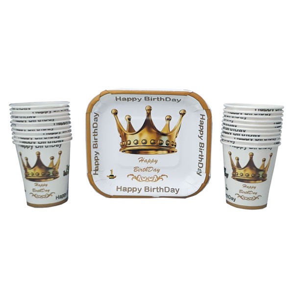 پیش دستی و لیوان یکبار مصرف مدل تاج بسته 40 عددی