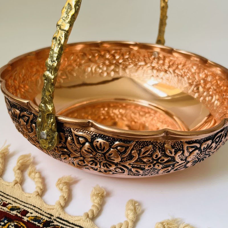 میوه خوری مسی مدل لب چین دسته دار کد ZH319.5