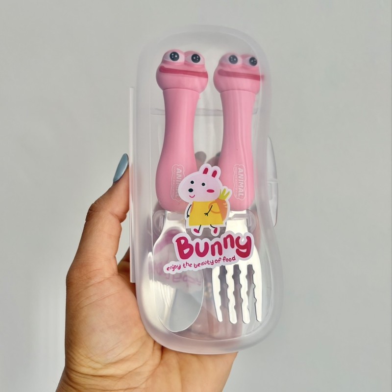 قاشق چنگال کودک مدل pink animal