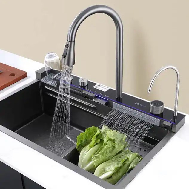 سینک ظرفشویی مدل پیانویی 5 کلید مدل CT8016 استیل 301 و کلید برنجی برند سیتی مارکت اصل