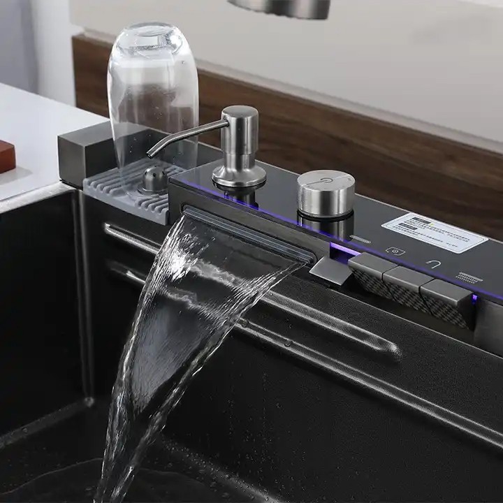 سینک ظرفشویی مدل پیانویی 5 کلید مدل CT8016 استیل 301 و کلید برنجی برند سیتی مارکت اصل