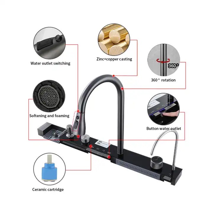 سینک ظرفشویی مدل پیانویی 5 کلید مدل CT8016 استیل 301 و کلید برنجی برند سیتی مارکت اصل