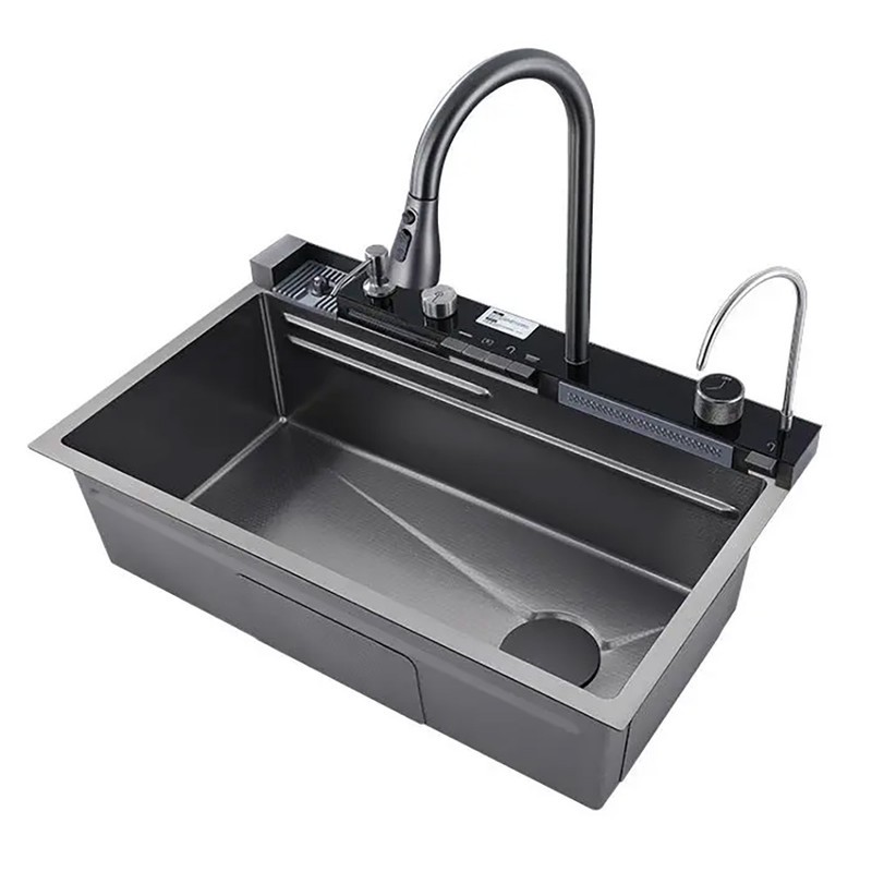 سینک ظرفشویی مدل پیانویی 5 کلید مدل CT8016 استیل 301 و کلید برنجی برند سیتی مارکت اصل