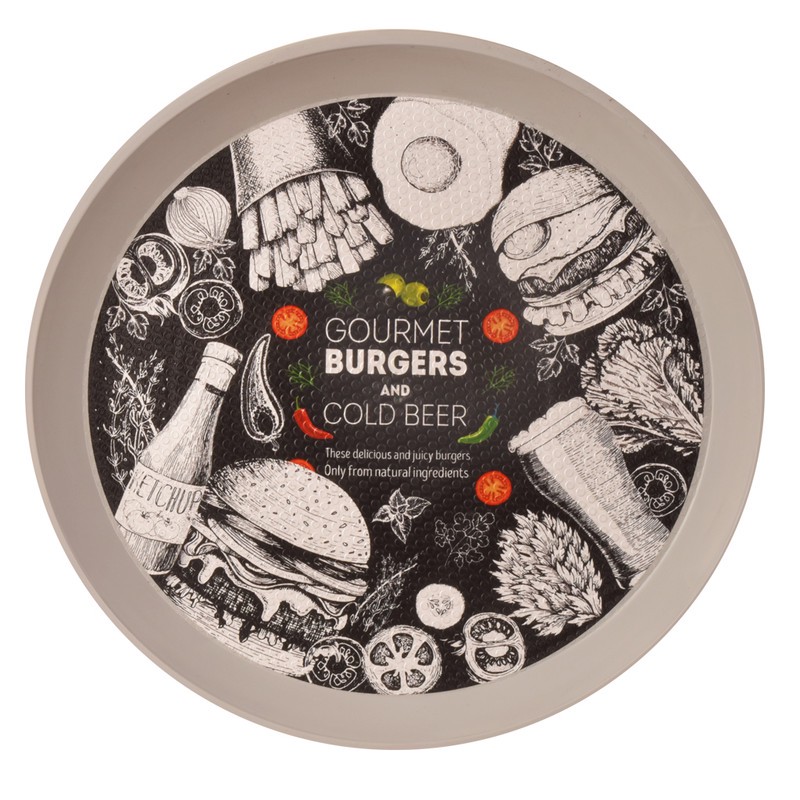سینی بدون دسته مهروز مدل 6002 طرح Burgers سایز 40 40 سانتیمتر