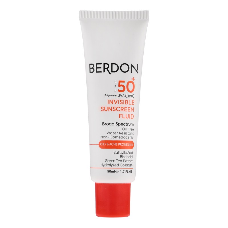 فلوئید ضد آفتاب بدون رنگ صورت بردون spf50 مدل Broad Spectrum محافظ UVA،UVB مناسب پوست های چرب و آکنه دار حجم 50 میلی ...
