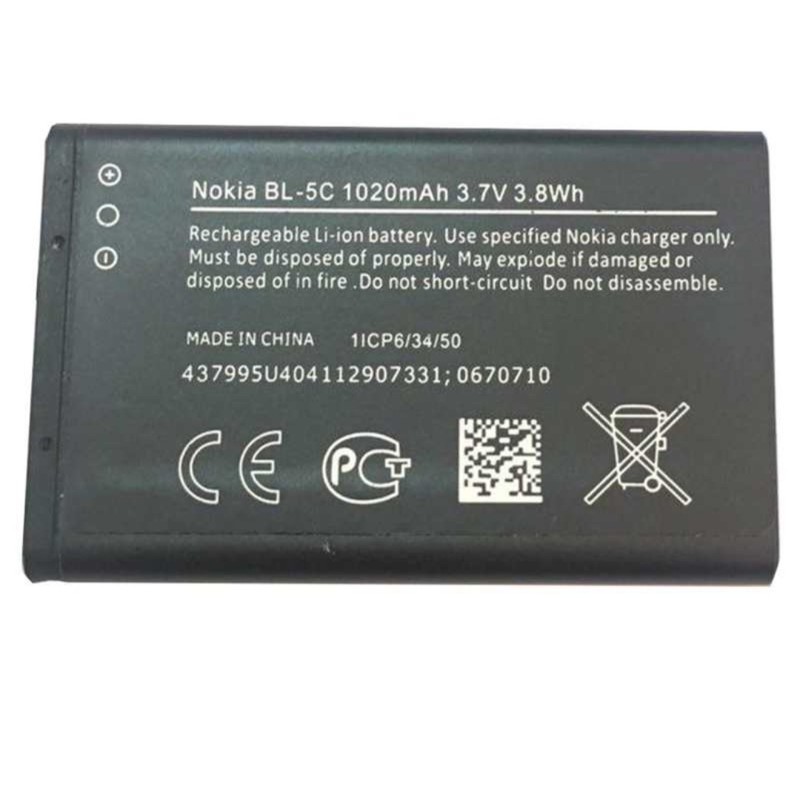 باتری موبایل نوکیا مدل BL-5C ظرفیت 1020 میلی آمپر ساعت مناسب برای گوشی موبایل نوکیا 5C مدل 2