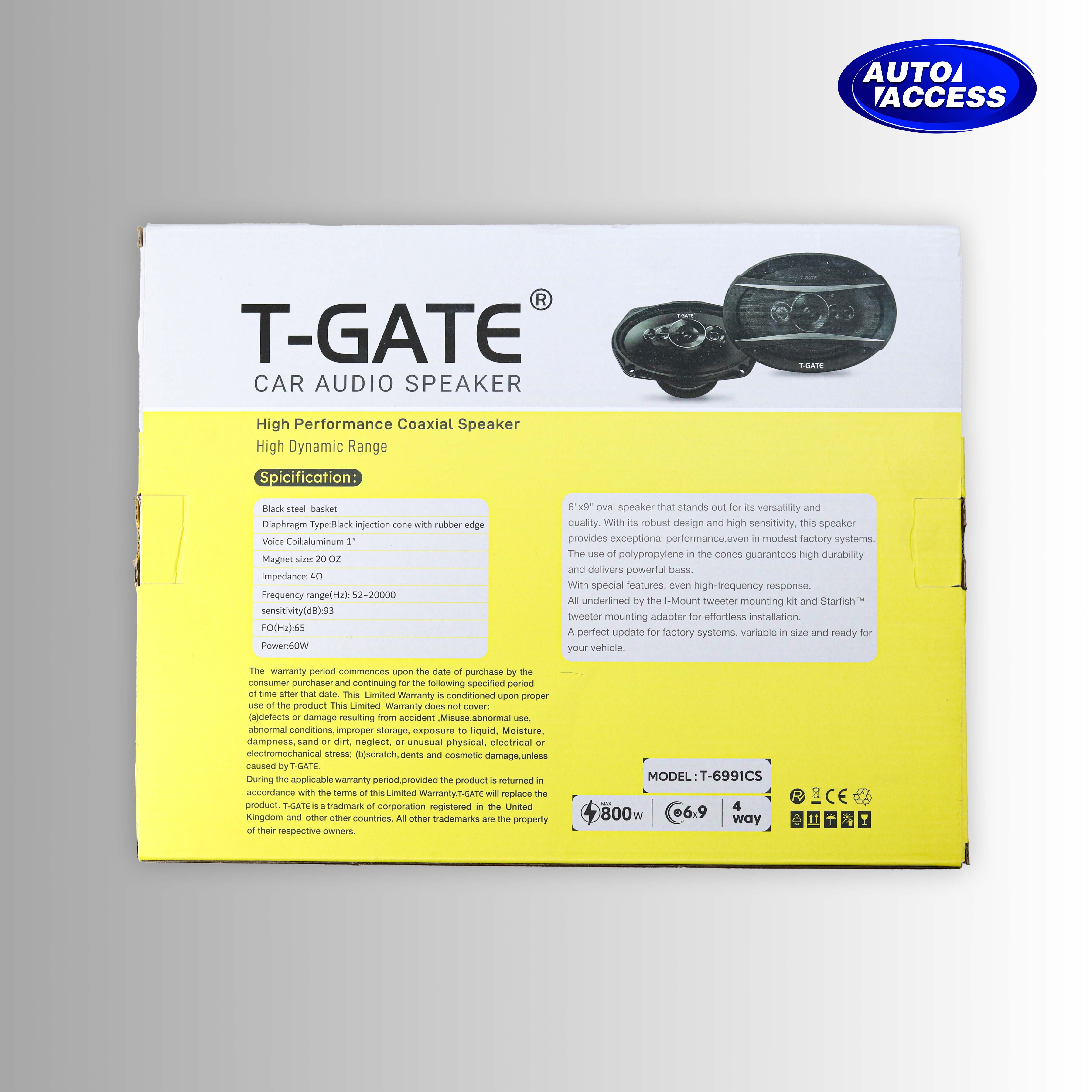 باند T-Gate مدل 6991CS اسپیکر خودرو 6 9 اینچ با صدای قدرتمند و شفاف