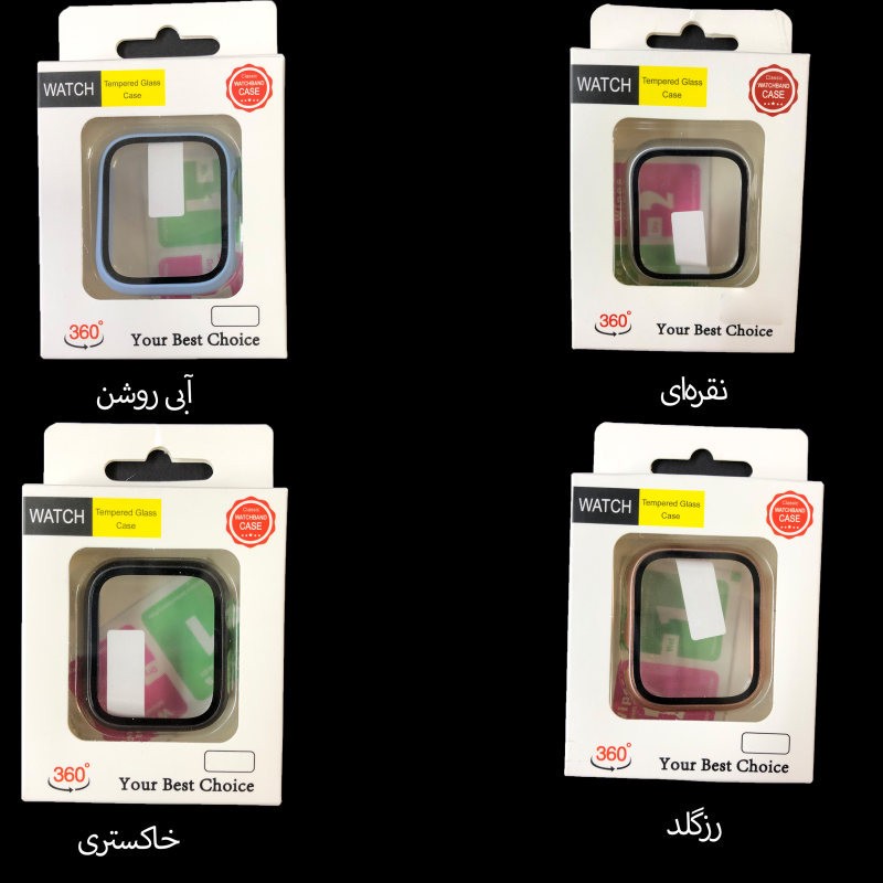 کاور مدل Tempered Glass Case مناسب برای اپل واچ سری SE2021 7 8 سایز 41 میلی متری