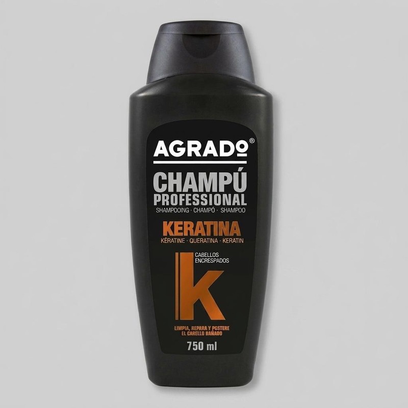 شامپو کراتینه مو آگرادو مدل KERATIN حجم 750 میلی لیتر، نرم کننده، تقویت کننده، ترمیم کننده، صاف کننده، درخشان کننده، ...