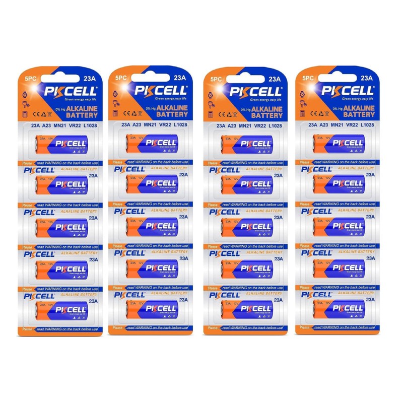 باتری 23A پی کی سل مدل Alkaline 12V 23A MN21 VR22 L1028 مجموعه 20 عددی