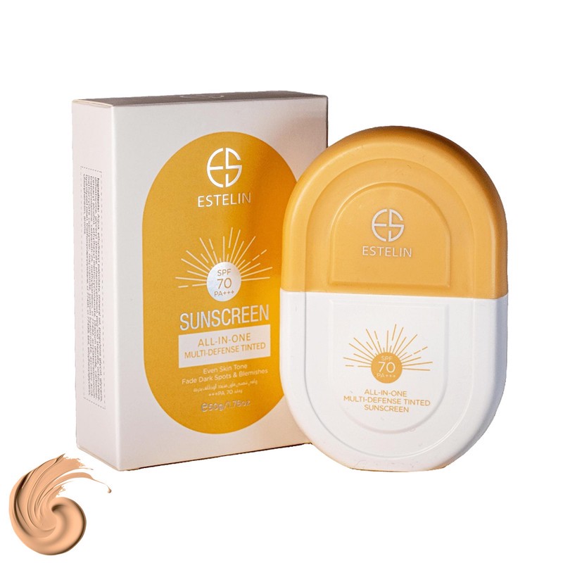 کرم ضدآفتاب رنگی استیلن SPF70 مدل All-In-One مناسب برای انواع پوست، حجم 60 میلی لیتر