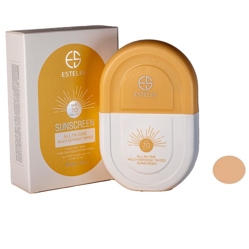 کرم ضدآفتاب رنگی استیلن SPF70 مدل All-In-One مناسب برای انواع پوست، حجم 60 میلی لیتر