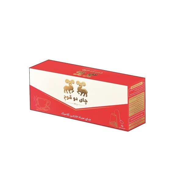 چای سیاه خارجی کیسه ای ساده دو قوچ بسته 25 عددی