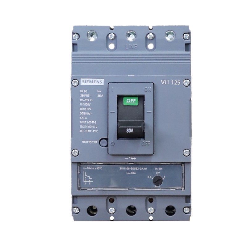 کلید اتوماتیک سه پل 80 آمپر زیمنس مدل زینوا کد 3VJ1108-5DB32-0AA0