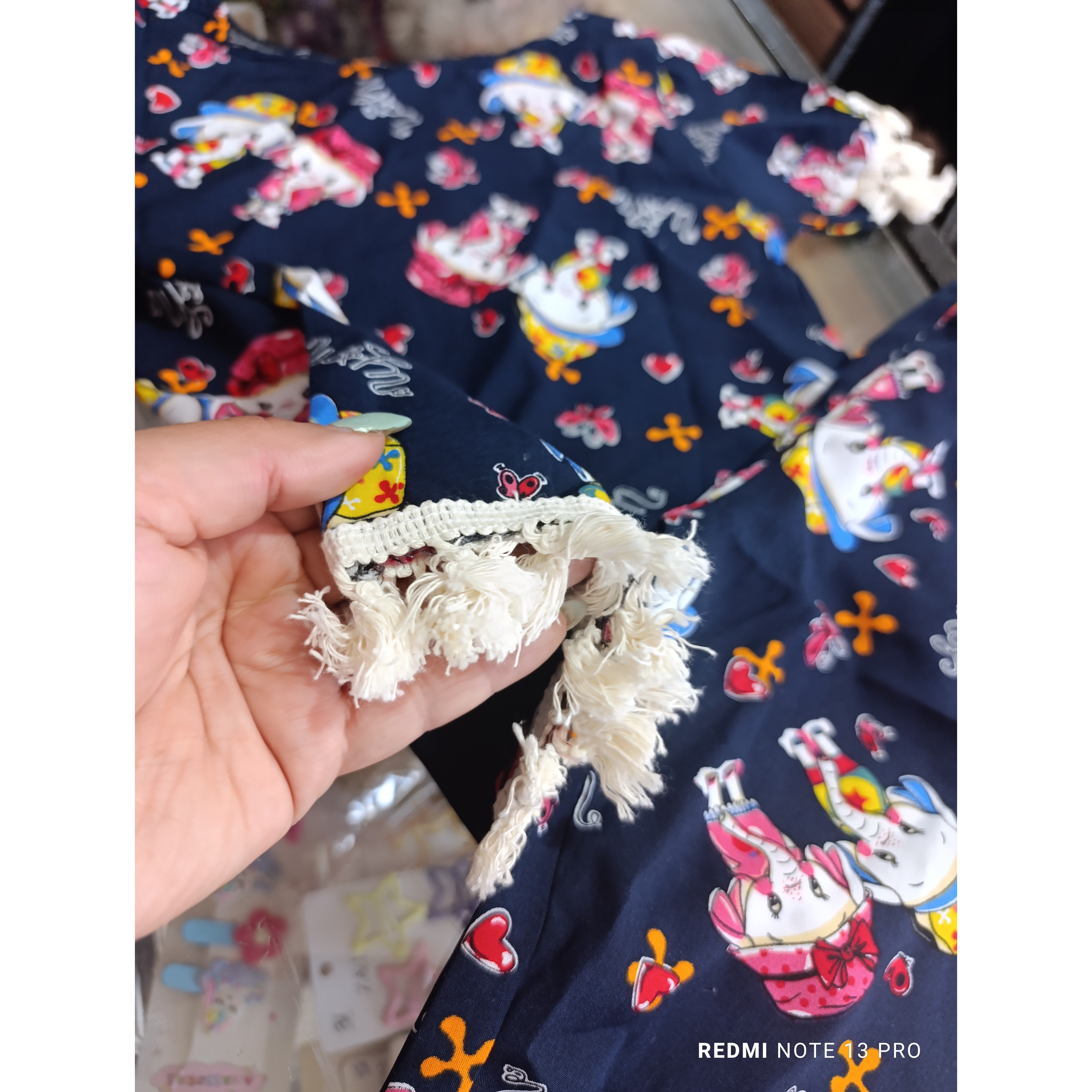 ست تیشرت شلوارک نخی ریش دار