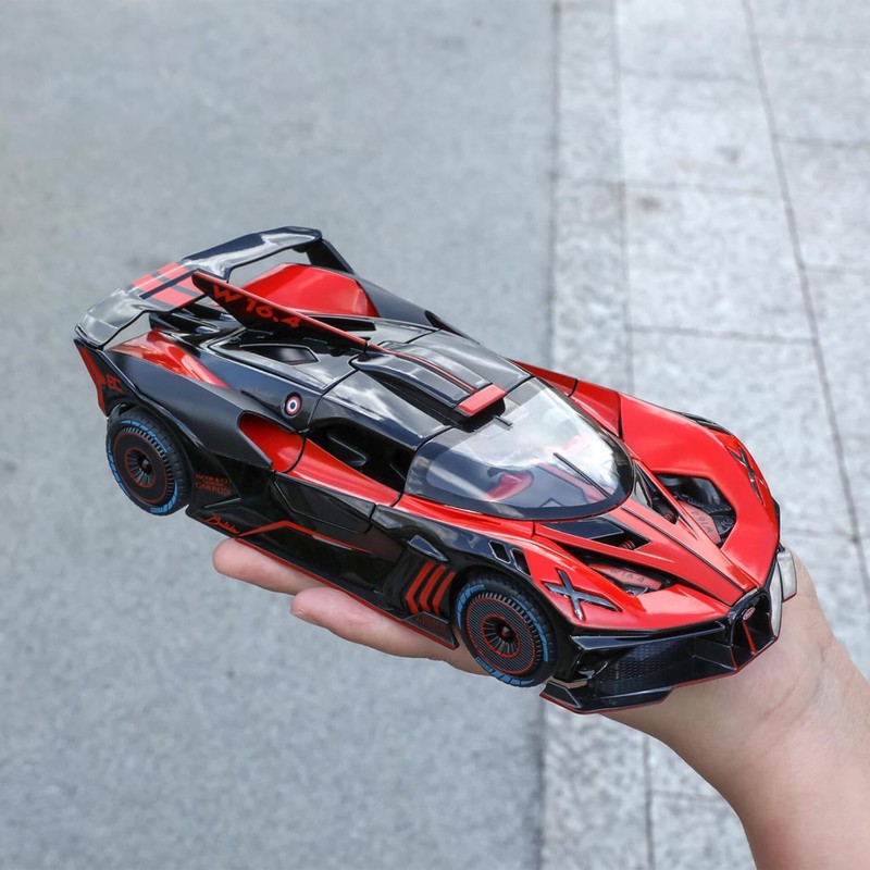 ماکت ماشین ناب سل مدل بوگاتی بولاید فلزی دودزا چراغدار موزیکال کد BUGATTI BOLIDE 1 24