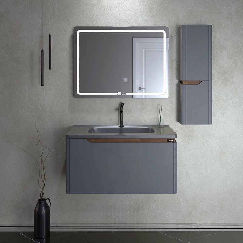 ست کابینت و روشویی آلکا مدل 6080 به همراه باکس و آینه لایت دار
