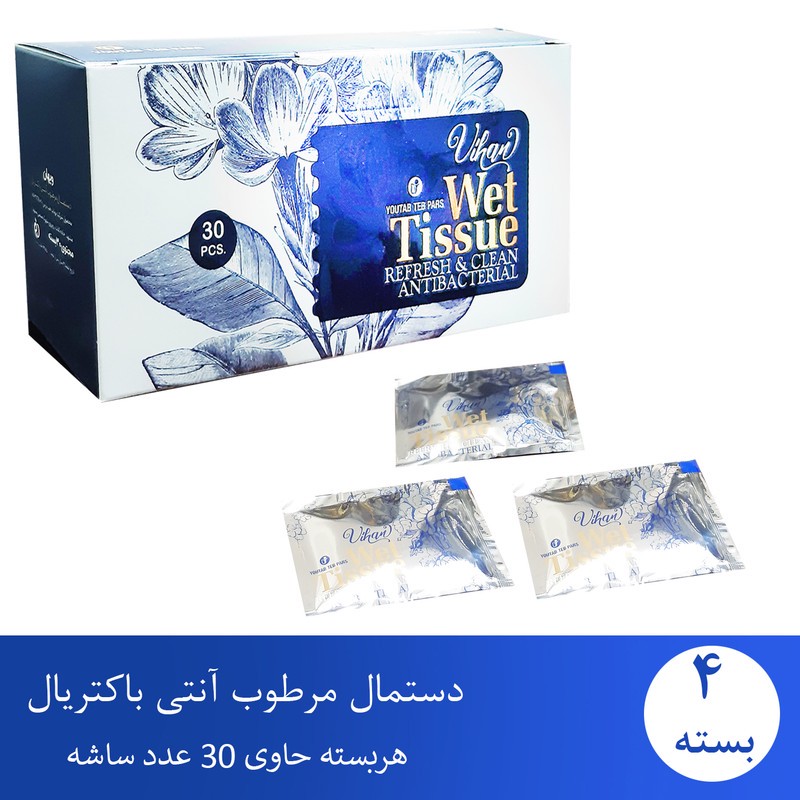دستمال مرطوب ویهان مدل آنتی باکتریال مجموعه 4 عددی